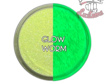GLOW WORM || Opaque Phosphorescent Glitter, Yellow then Glows GREEN