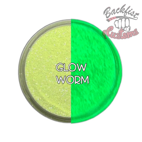 GLOW WORM || Opaque Phosphorescent Glitter, Yellow then Glows GREEN