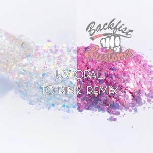 UV Opal to Pink Remix || Chunky Mix UV Activated Glitter changes from White to Pink