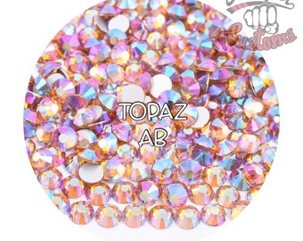 Glass Rhinestones || Topaz AB || Flat Back Non-Hotfix