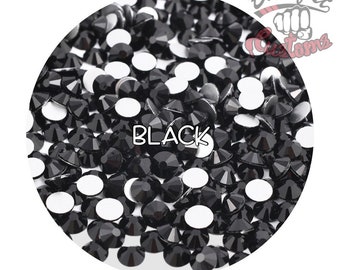 Glass Rhinestones || Black || Flat Back Non-Hotfix