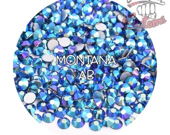 Glass Rhinestones || Montana AB || Flat Back Non-Hotfix