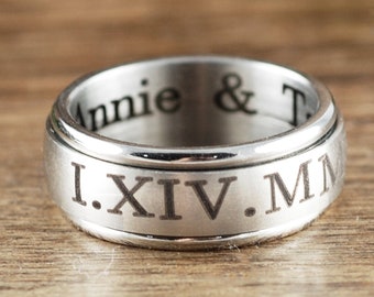 Personalized Engraved Rings, Engraved Rings for Men, Personalized Rings for Him, Personalized Gifts, Stainless Steel Ring, Custom Name Ring