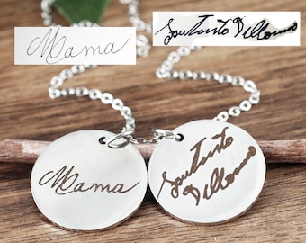 Handwriting Memorial Necklace, Custom Handwriting Jewelry, Actual Handwriting, Engraved Necklace, Signature Jewelry, Memorial Gift