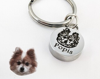 Pet Memorial Keychain for Ashes, Cremation Keychain, Pet Portrait Keychain, Pet Photo Memorial Keychain, Dog Memorial Keychain with picture