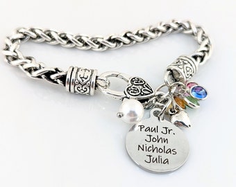 Personalized Grandma Bangle Bracelet, Engraved Grandma Bracelet, Grandma Gift, Grandma Jewelry, Nana Bracelet, Custom Grandma Gift