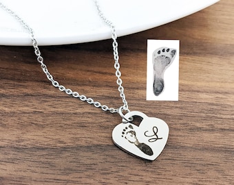 Actual Footprint Necklace, Actual Fingerprint Necklace, Footprint Jewelry, Memorial Necklace, Loss of Child, Miscarriage Loss Gift