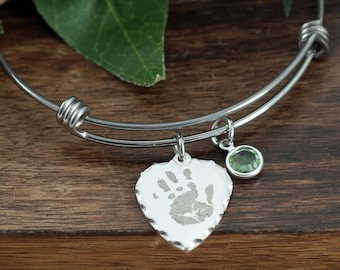 Child's Hand print into Bracelet, Actual Kids Hand print Necklace, Your Child's Hand-print, Personalized Hand Print Bracelet, Gift for her