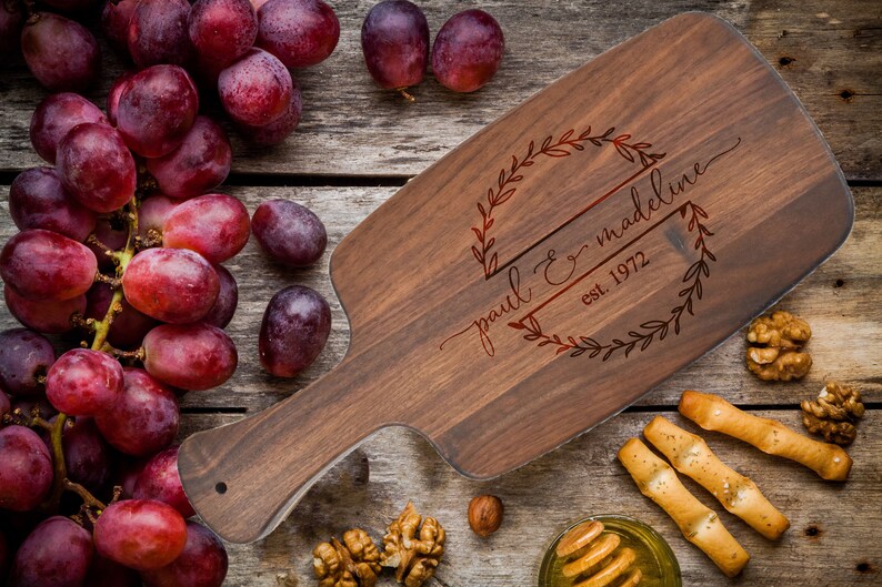 Personalized Engraved Cheese Board Wedding, Anniversary, Housewarming, Birthday, Corporate, Real Estate Gift. Personalized Cutting Board image 3