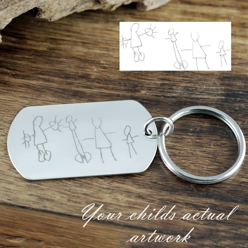 Kids Drawing Keychain Child's Artwork Keychain Gift for Etsy