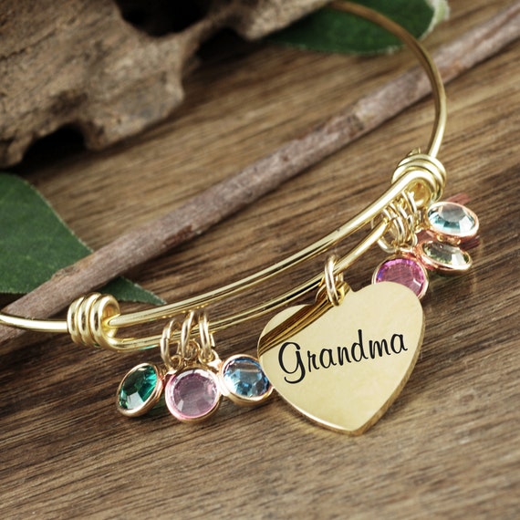 Personalized Gold Grandma Bracelet Personalized Engraved Bracelet