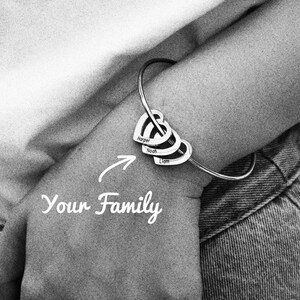 Personalized Custom Name Heart Bracelet, Engraved Mom Bangle with Kids Names, Grandmother Gift, Name Bracelet, Mother's Bracelet image 8