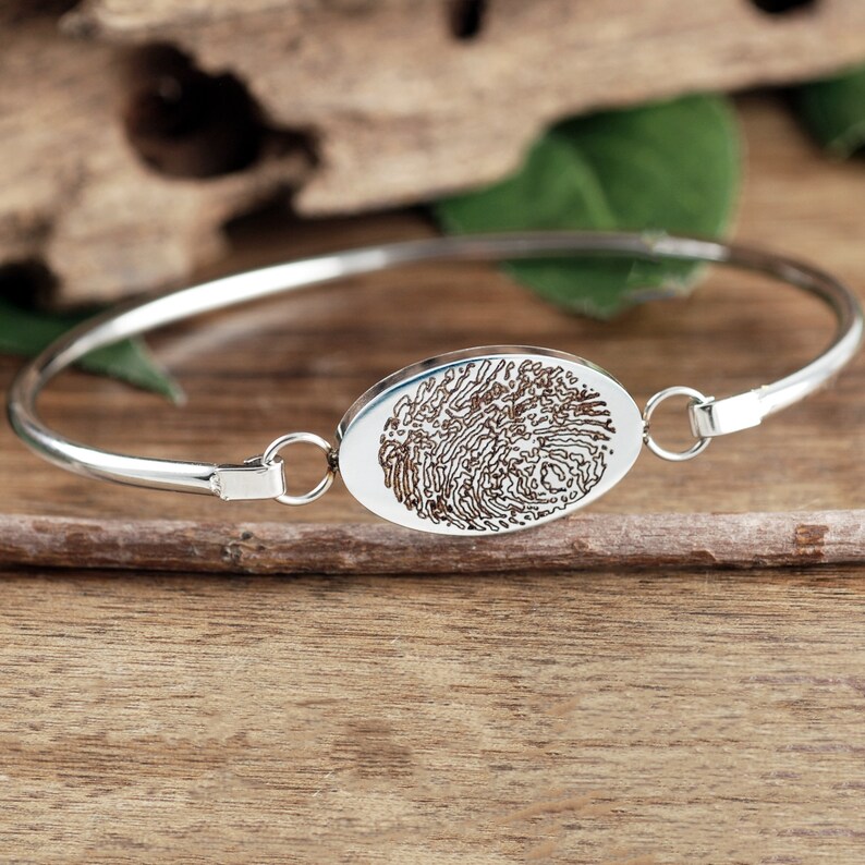 Actual Fingerprint Bracelet Memorial Fingerprint Jewelry Etsy