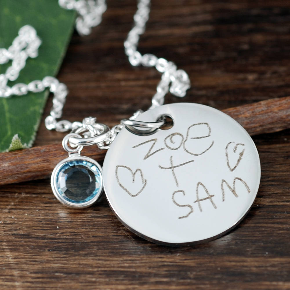 Necklace with custom writing picture