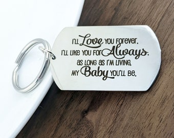 Personalized Engraved Keychain, I'll Love you Forever Key Chain, Engraved Gift, Gift for Dad, Gift for Mom, Laser Engraved Key chain