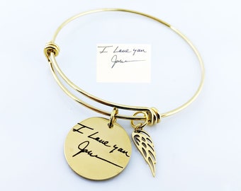 Gold Handwriting Memorial Jewelry, Memorial Bracelet, Bereavement Bracelet, Actual Handwriting Bracelet, Sympathy Gift, Loss of Loved One