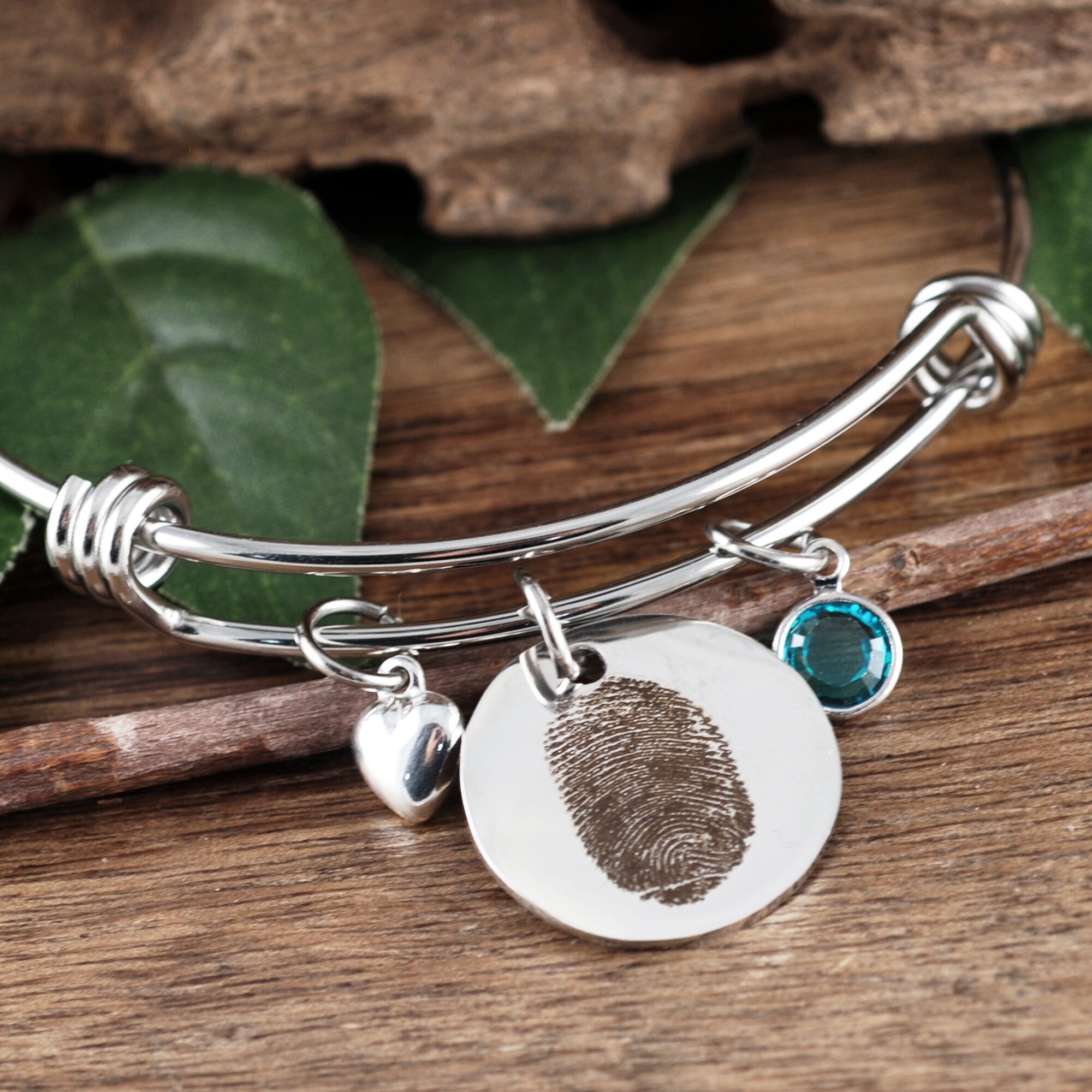 Actual Fingerprint Bracelet, Custom Fingerprint Jewelry