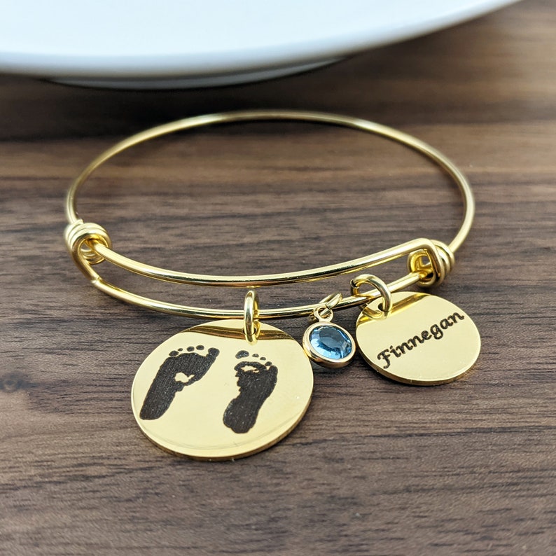 Baby Feet Bracelet Footprint Bracelet New Mom Gift Mothers Etsy