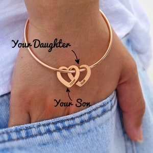 Personalized Custom Name Heart Bracelet, Engraved Mom Bangle with Kids Names, Grandmother Gift, Name Bracelet, Mother's Bracelet image 7