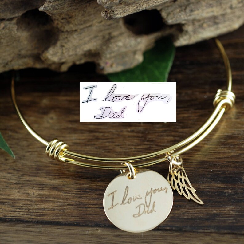 Gold Handwriting Memorial Jewelry Memorial Bracelet Etsy