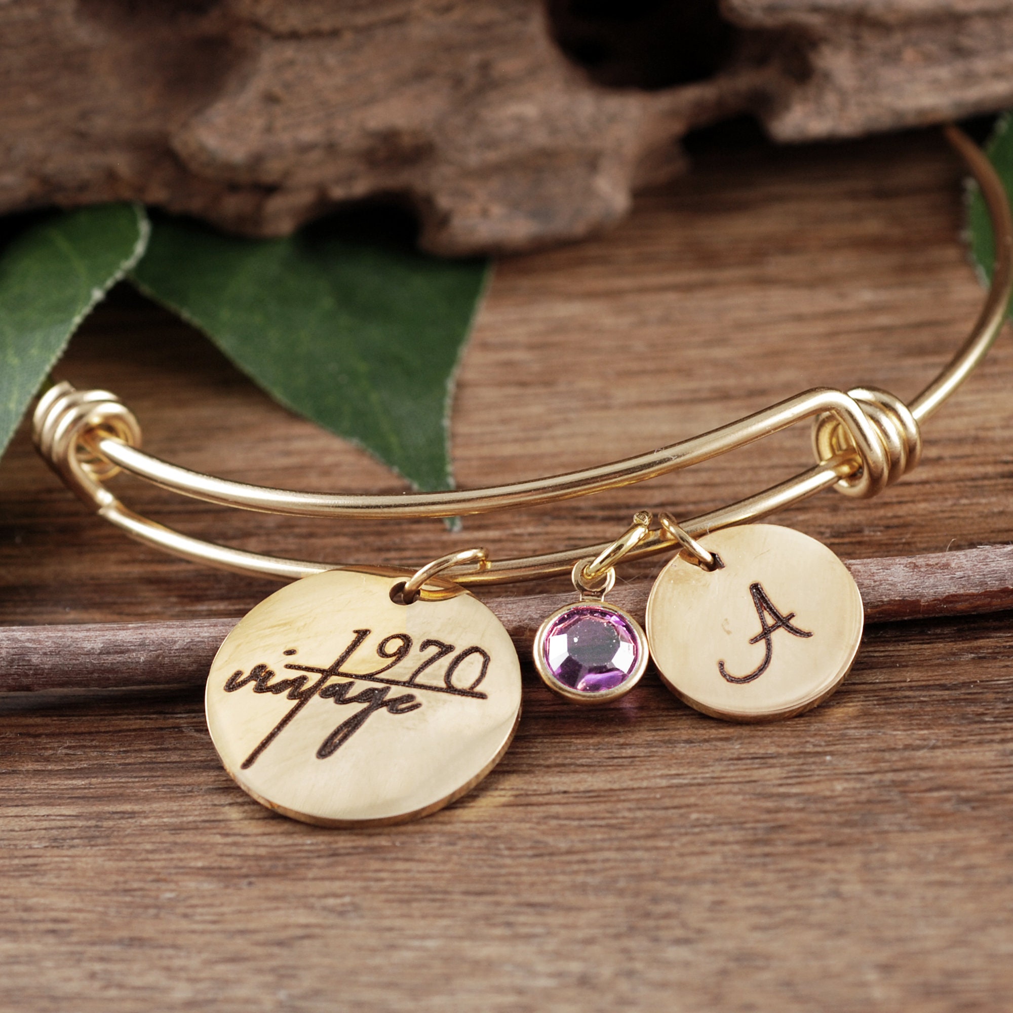 50th birthday gift for women, Gold Personalized Bracelet ...