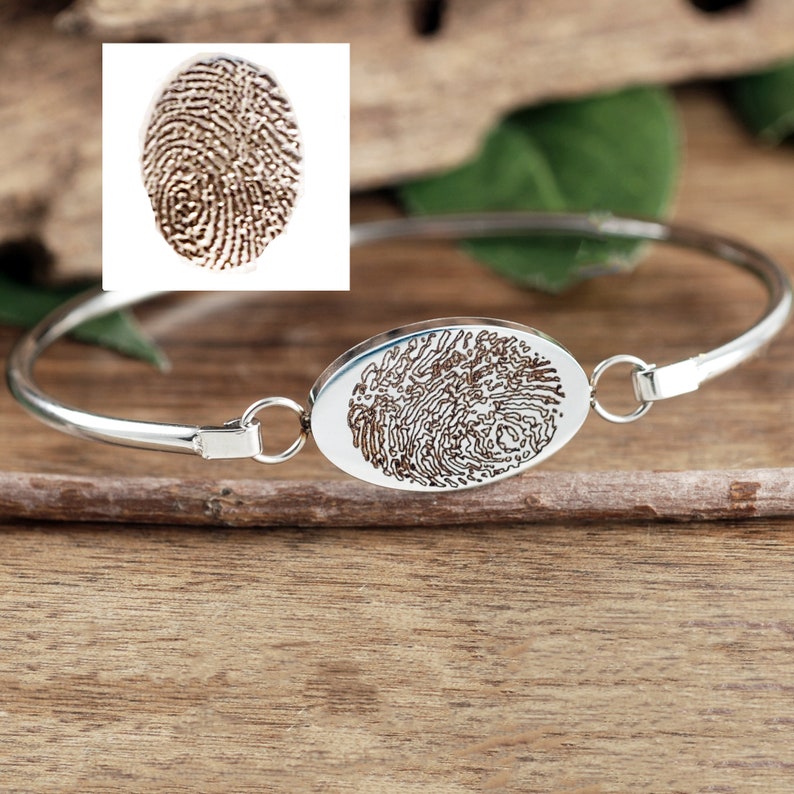 Actual Fingerprint Bracelet Memorial Fingerprint Jewelry Etsy