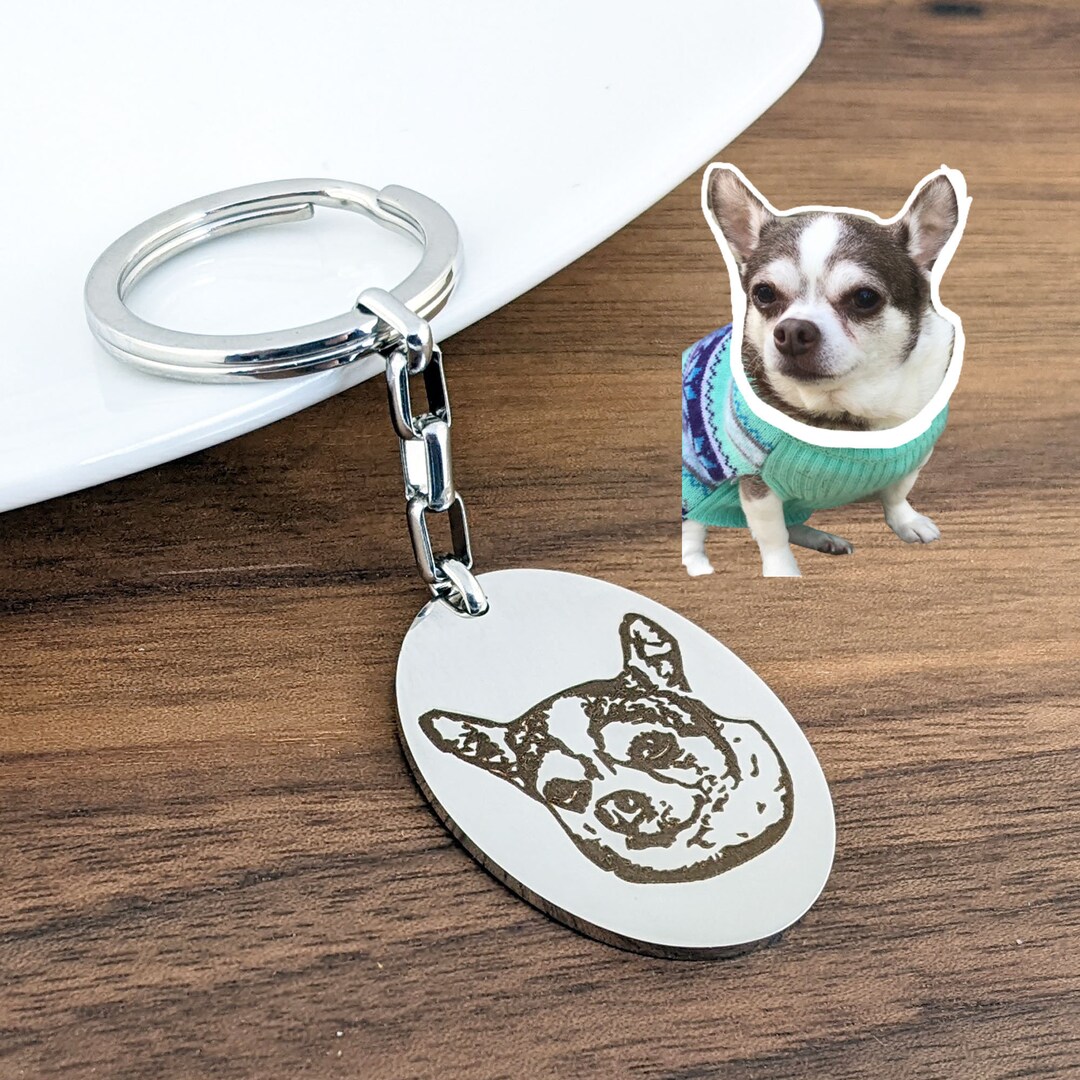 Pet Portrait Keychain Pet Photo Keychain Custom Dog Portrait Etsy UK