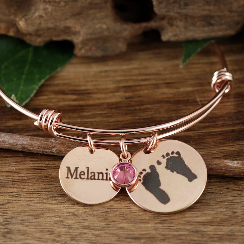 Baby Feet Bracelet Footprint Bracelet New Mom Gift Mothers Etsy