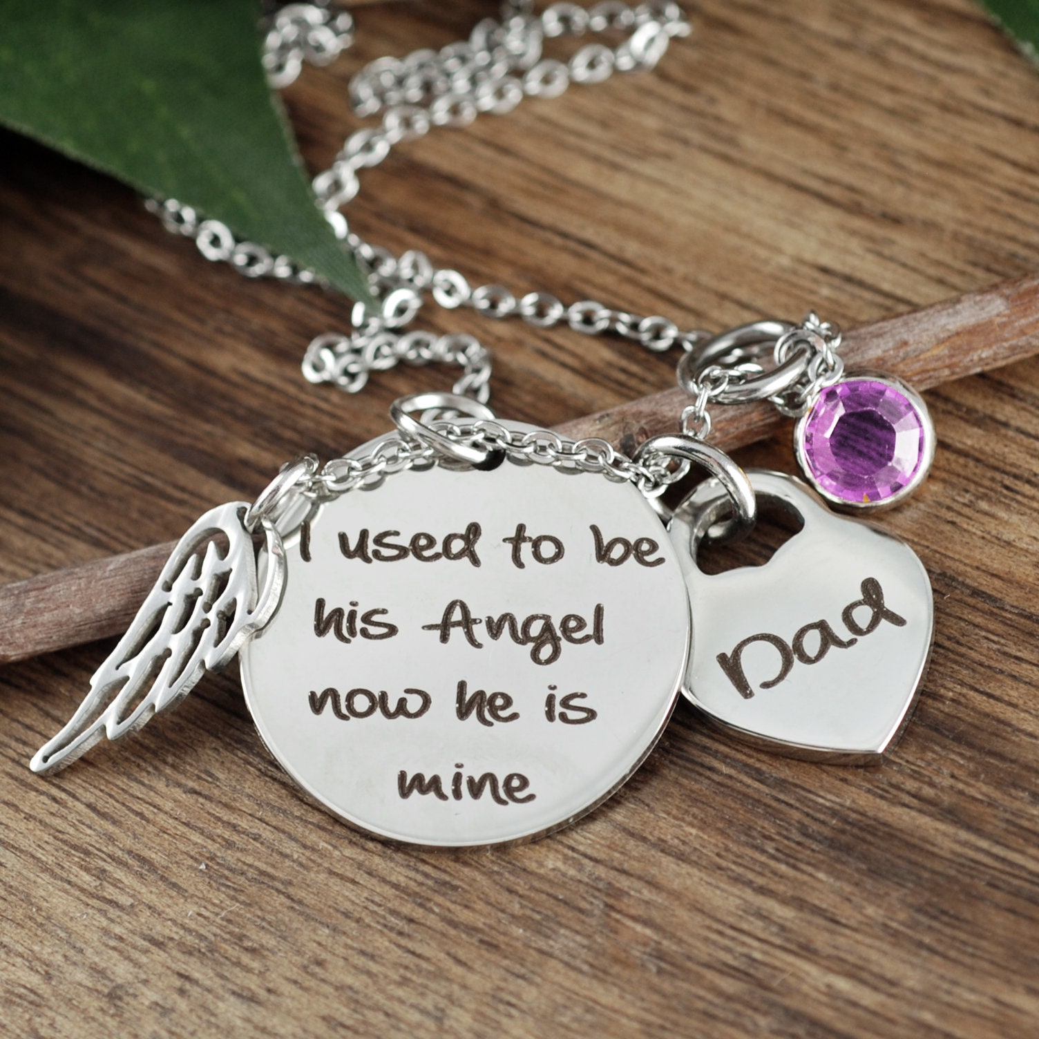 I used to be her angel, Personalized Memorial Necklace