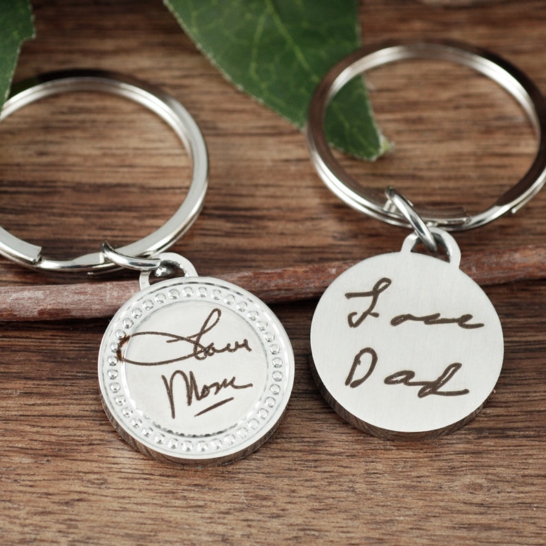 Engraved Signature Keychain Memorial Handwriting Keychain Etsy
