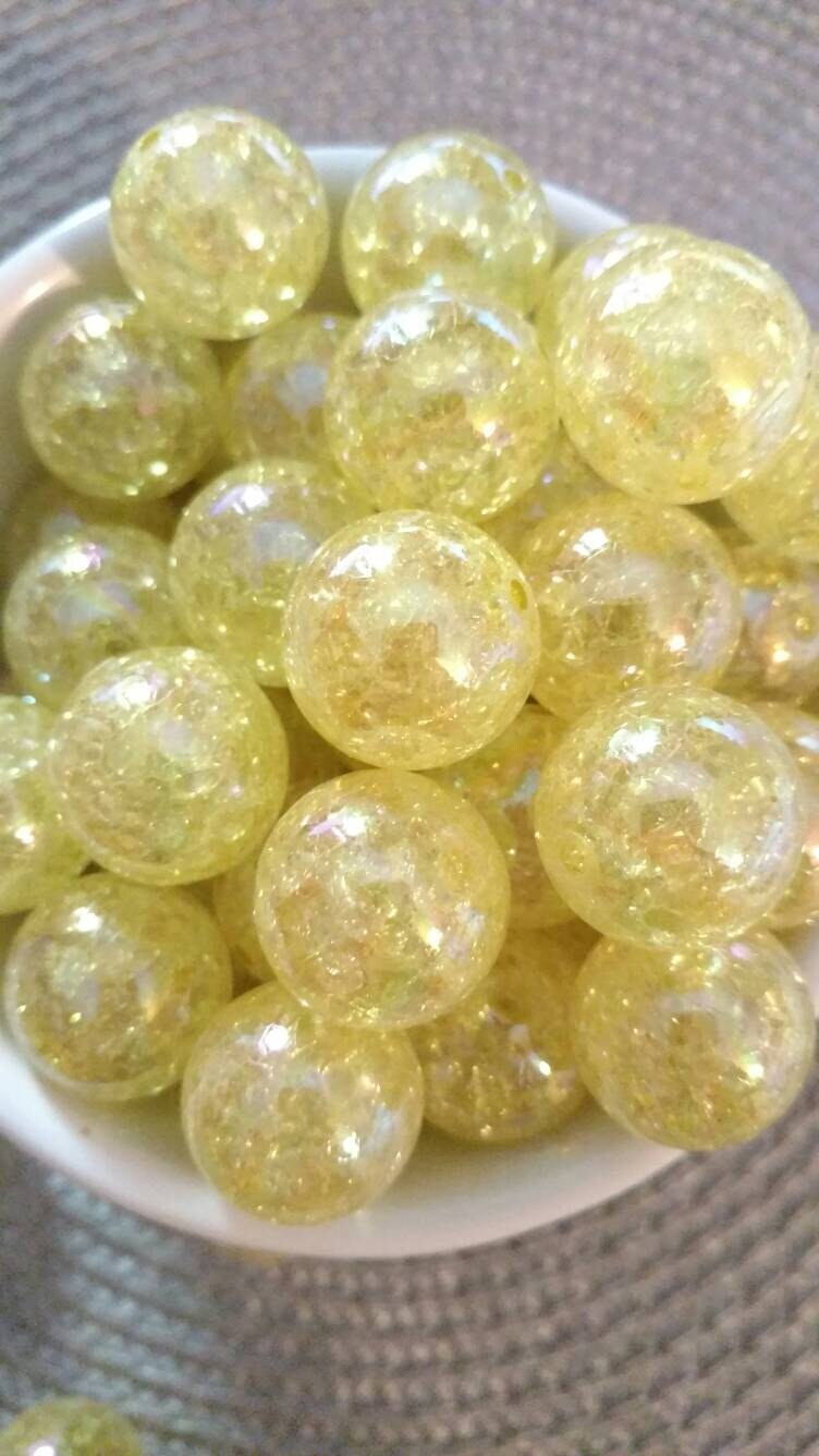 20mm yellow crackle bubblegum beads 10ct gumball beads | Etsy