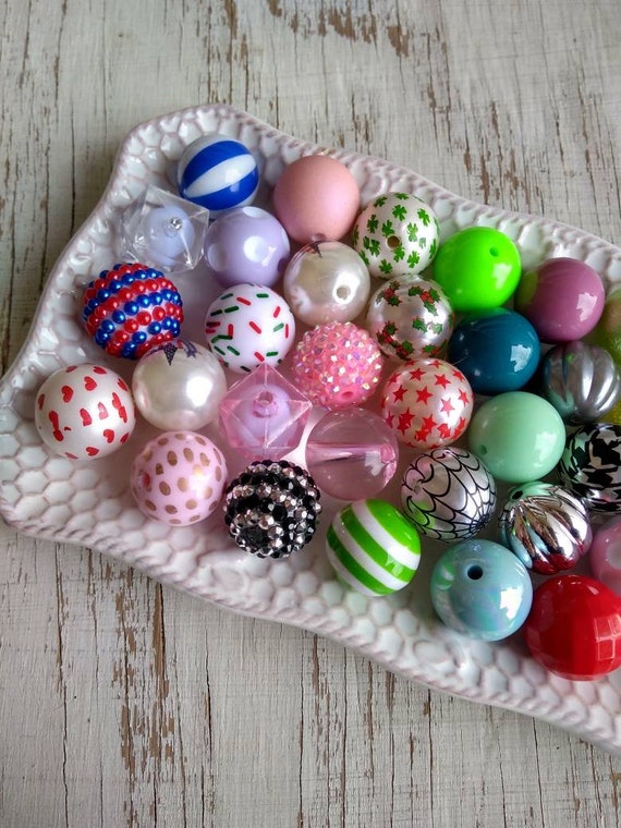 Beads for pens, 20mm Beads for Beadable Pens Mix, Bubblegum Beads 20mm  Bulk, 20 mm Beads for Bead Pens, Large Chunky Beads Bubble Gum Beads for  Pen