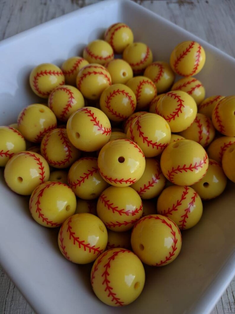20mm 10ct Softball Gumball Beads Wholesale Beads Chunky Etsy