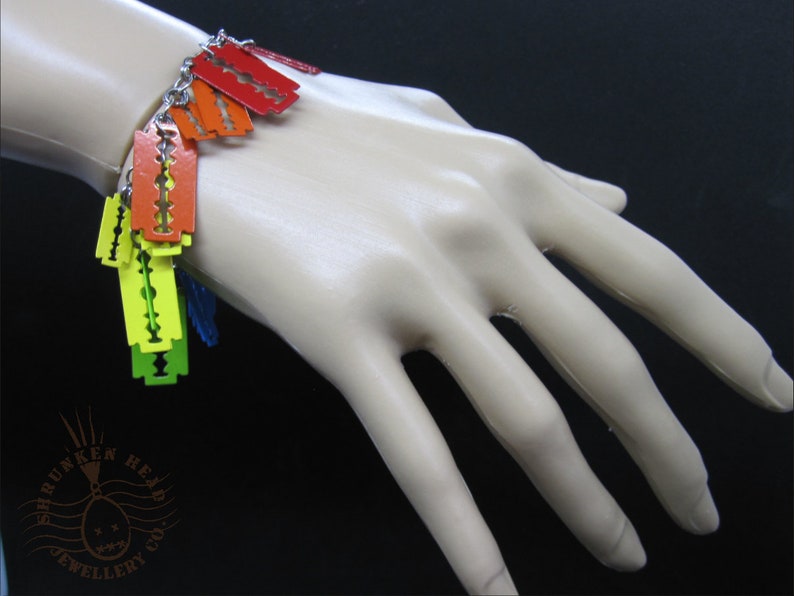 Rainbow Razor Blade Bracelet Etsy