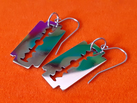 Razor blade pendant earrings ladies fashion zinc alloy colorful long  earrings party accessories hip hop men's earrings - AliExpress