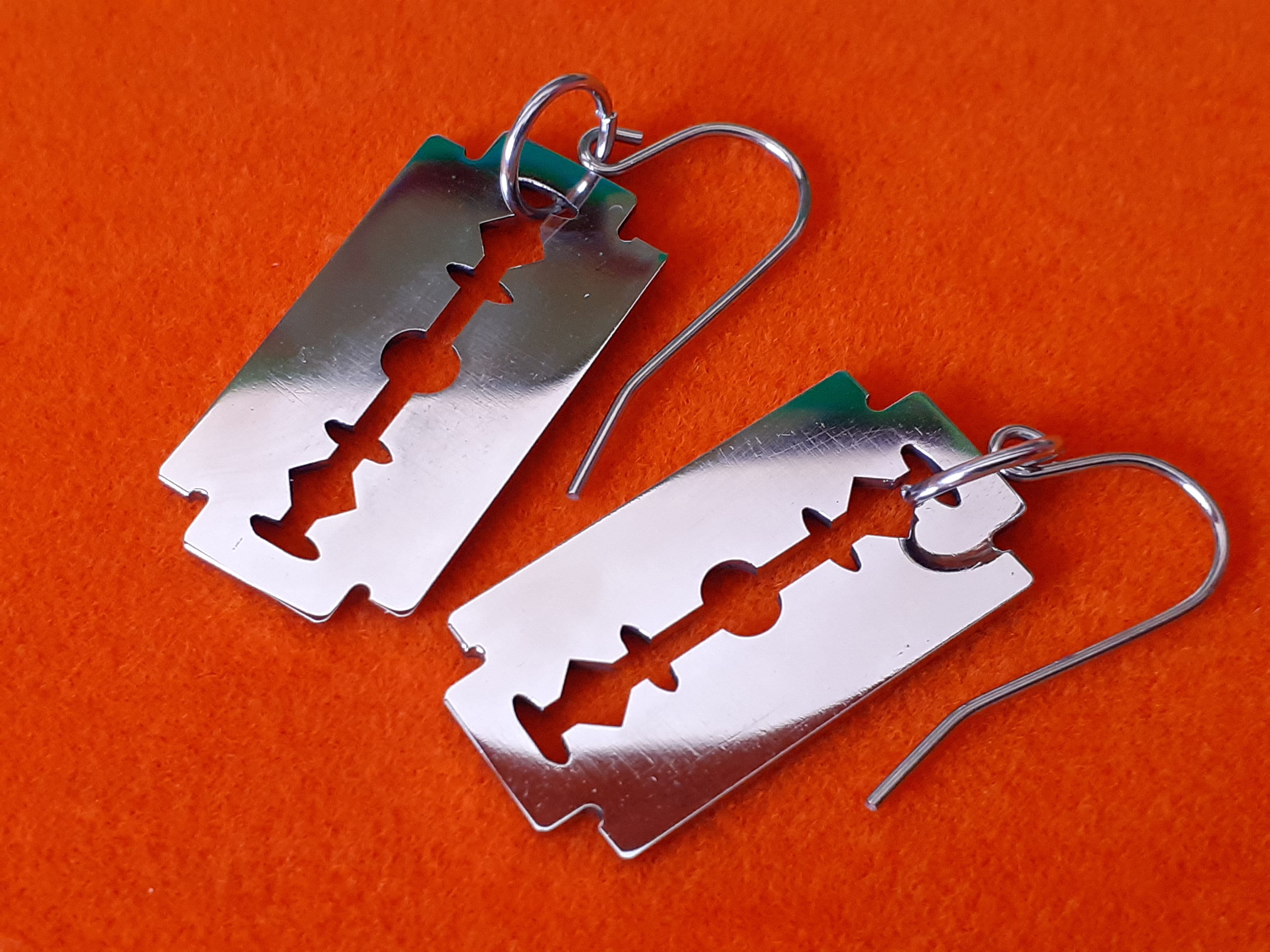 Stainless Steel Mini Razor Blade Earrings Etsy