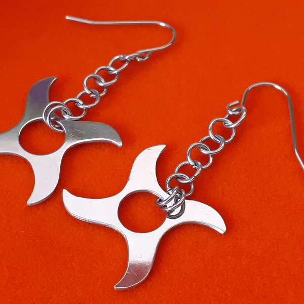 Stainless Steel Ninja Star Earrings - 6 styles available