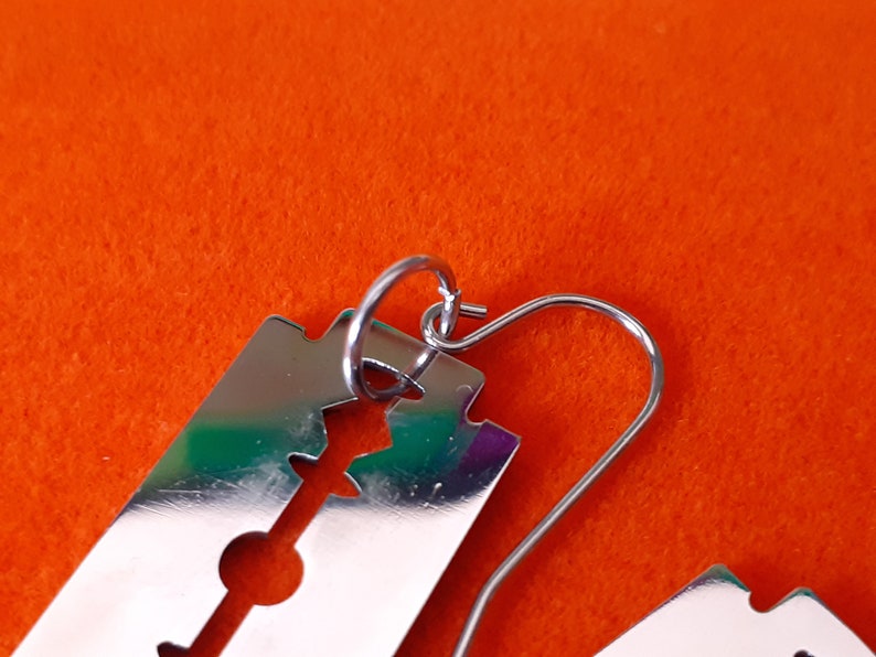 Stainless Steel Mini Razor Blade Earrings Etsy UK
