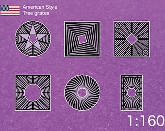 1:160 Scale Tree Grates (American) 6 Styles