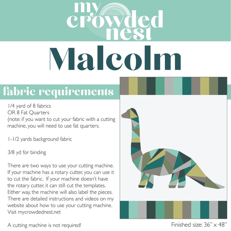 Malcolm Dinosaur Quilt Pattern image 3