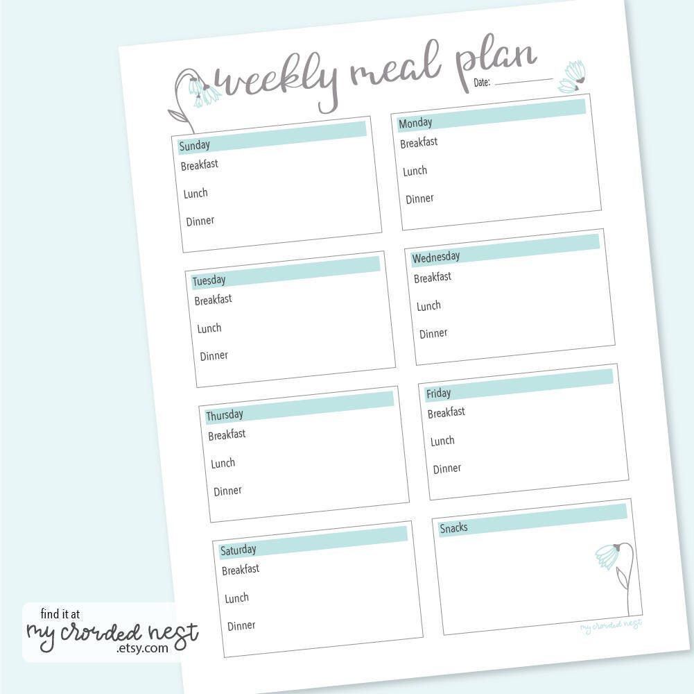 Meal Plan and Shopping List Printable - Etsy