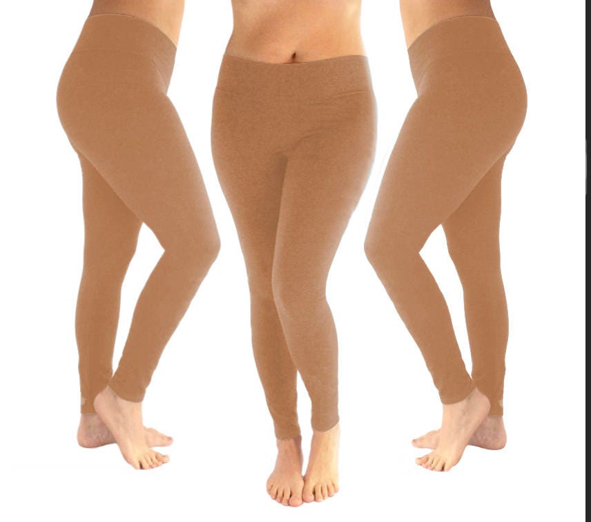 Cotton khaki leggings, light brown, tan, nude, beige, skin tone, taupe  legging