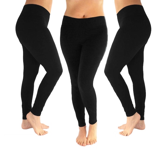 Thick Black Cotton Leggings, Low Rise, Yoga, Dance, Daily Wear