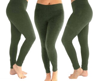 Olive Leggings Cotton Leggings Dark 