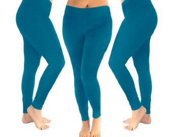 Turquoise leggings, blue green leggings, yoga leggings, women's leggings, blue leggings, leggings, cotton leggings, fall leggings
