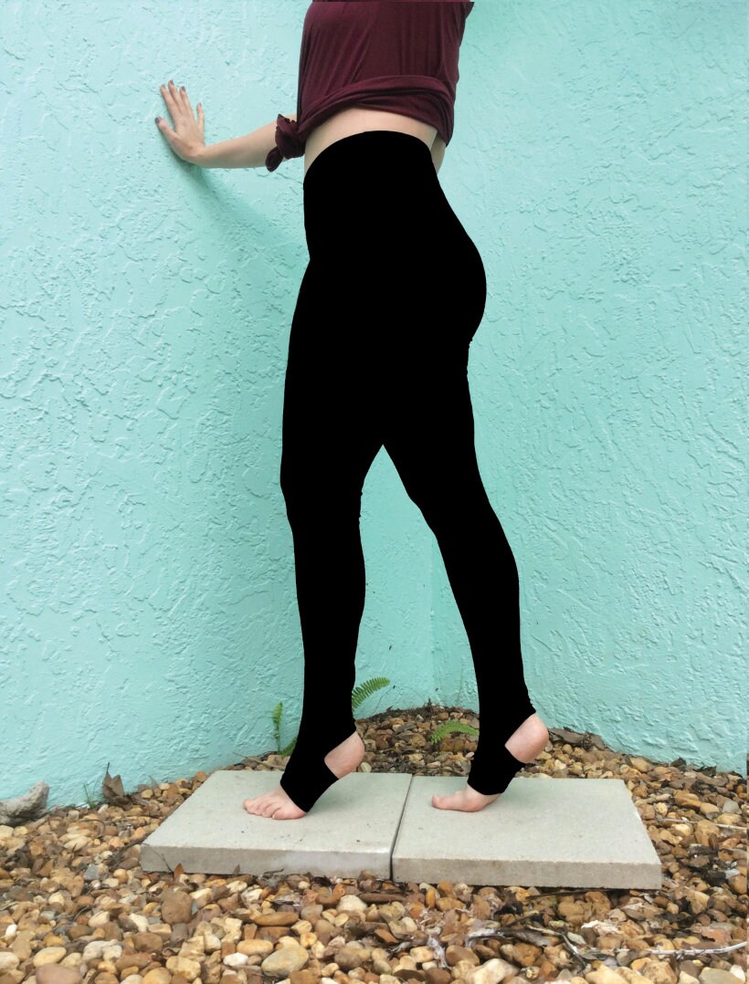 Stirrup Leggings Cotton Leggings Black 