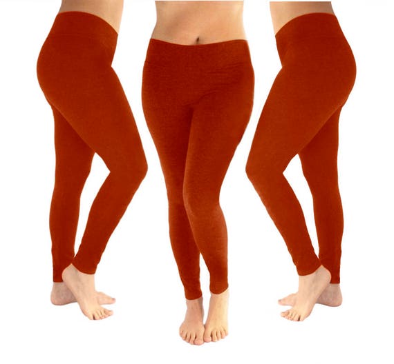 Rust Cotton Leggings, Dark Orange, Burnt Orange, Natural Fiber, Cotton  Clothing 