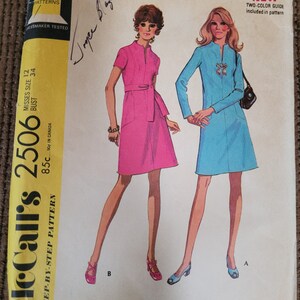 Vintage 1970 McCalls Misses sz 12 Dress in Two Versions Pattern 2506, CUT