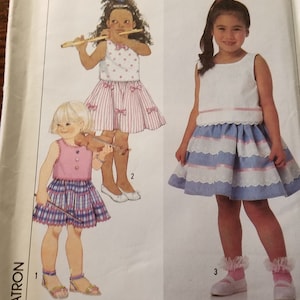 Vintage 90&#39;s UNCUT childs sizes 3,4,5,6,6x skirts and tops pattern 9682