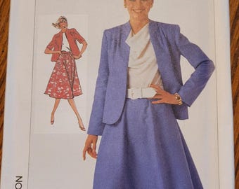 Vintage UNCUT Simplicity Easy to Sew Misses sz 12 Unlined Jacket and skirt pattern 7451